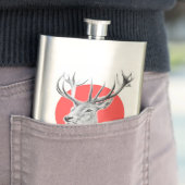 鹿ヘッドスタンスケッチレッドサークルアニマルアート フラスク (インサイチュ)