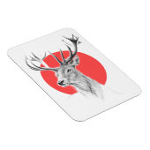 鹿ヘッドスタンスケッチレッドサークルアニマルアート マグネット (右側)