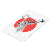 鹿ヘッドスタンスケッチレッドサークルアニマルアート マグネット (左側)