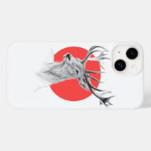 鹿ヘッドスタンスケッチレッドサークルアニマルアート Case-Mate iPhoneケース (裏面 (横))