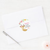 鹿ベビーガールシャワースプリンクルゲストフライトピンク ラウンドシール (封筒)