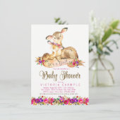 鹿ベビーガールシャワー招待状 招待状 (スタンド正面)