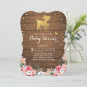 鹿ベビーシャワー招待状ウッドランドガールフローラウッド 招待状 (スタンド正面)