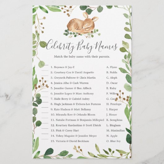 鹿ベビーシャワー有名人赤ちゃん名 (正面)