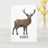 鹿マンガイラストレーション カード (黄色い花)