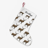 鹿マンガイラストレーション スモールクリスマスストッキング (正面 (吊り時))