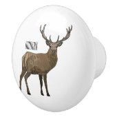 鹿マンガイラストレーション セラミックノブ (右)