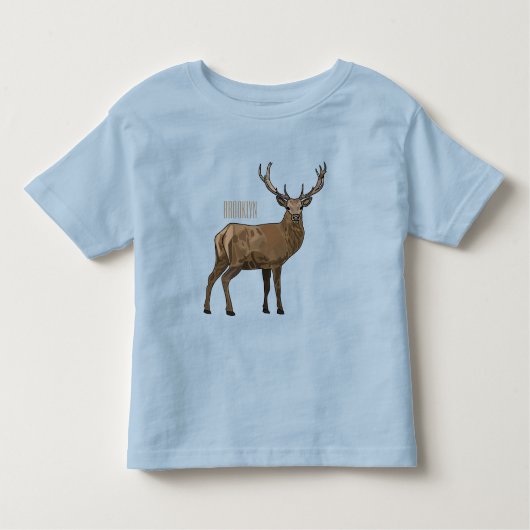 鹿マンガイラストレーション トドラーTシャツ (正面)