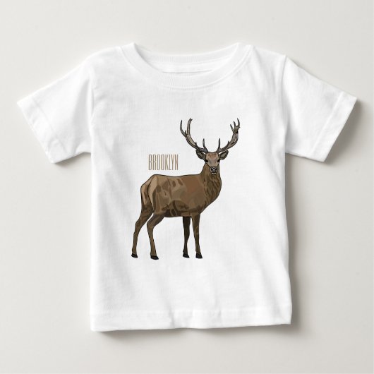 鹿マンガイラストレーション ベビーTシャツ (正面)