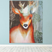 鹿ミックスメディア キャンバスプリント (インサイチュ (ウッドフロア))