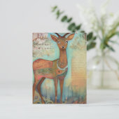 鹿ミックスメディ絵画ア ポストカード (スタンド正面)