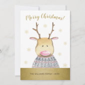鹿メリーおもしろいクリスマス家族の写真 シーズンカード (正面)