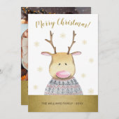 鹿メリーおもしろいクリスマス家族の写真 シーズンカード (正面/裏面)