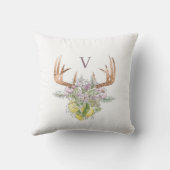 鹿モダンスカルとフローラパステルカラー クッション (裏面)