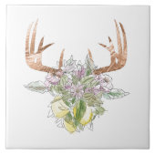 鹿モダンスカルとフローラパステルカラー タイル (正面)