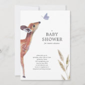 鹿モダンブルーボーイベビーシャワー招待状 招待状 (正面)