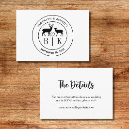 鹿モノグラム素朴カントリー結婚式のカップル名 エンクロージャーカード