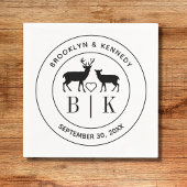 鹿モノグラム素朴カントリー結婚式のカップル名 スタンダードカクテルナプキン