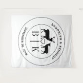 鹿モノグラム素朴カントリー結婚式のカップル名 タペストリー (正面(横))