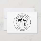 鹿モノグラム素朴カントリー結婚式のカップル名 出欠カード (裏面)