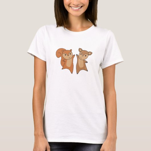 鹿リスの森の動物かわいい動物 Tシャツ (正面)