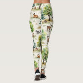 鹿リスウサギのシームレスパターン レギンス (裏面)