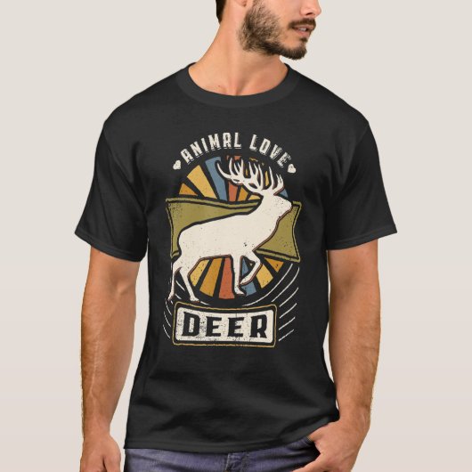 鹿ヴィンテージクラシックレトロ動物 Tシャツ (正面)