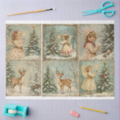 鹿ヴィンテージクリスマスエンジェル 薄葉紙 (クラフト)