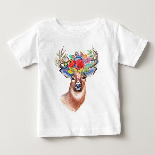 鹿世界 | 誕生日 – 名前と年齢Tシャツ ベビーTシャツ (正面)