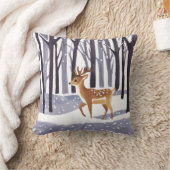 鹿冬の雪の森クリスマスホリデー クッション (ブランケット)