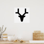 鹿動揺して頭シルエット ポスター (キッチン)