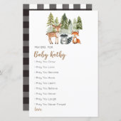 鹿動物アドベンチャーベビーシャワー祈りの言葉用ベビー (正面/裏面)