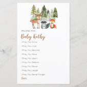 鹿動物アドベンチャーベビーシャワー祈りの言葉用ベビー (正面)