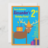 鹿動物キッドのバースデーパーティ招待状 招待状 (正面)