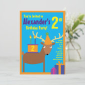鹿動物キッドのバースデーパーティ招待状 招待状 (スタンド正面)