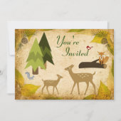 鹿及び森林動物ベビーシャワー招待状 招待状 (正面)