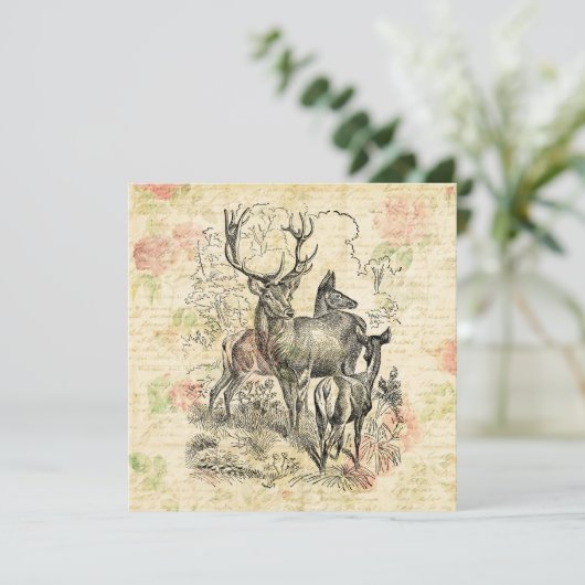 鹿図解入りの、写真付きののファミかわいらしリフローラ シーズンカード (スタンド正面)