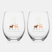 鹿夫婦デイジーハートカスタム3周年記念 ステムなしワイングラス (裏面)