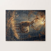 鹿威厳のあるが森の中に立つ ジグソーパズル (横)