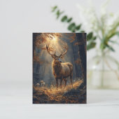 鹿威厳のあるが森の中に立つ ポストカード (スタンド正面)