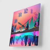 鹿林オーロラ スクエア壁時計 (傾斜)