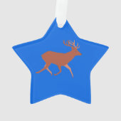 鹿歩くフェスティバルブルーバックグラウンドスター オーナメント (裏面)