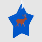 鹿歩くフェスティバルブルーバックグラウンドスター オーナメント (正面)