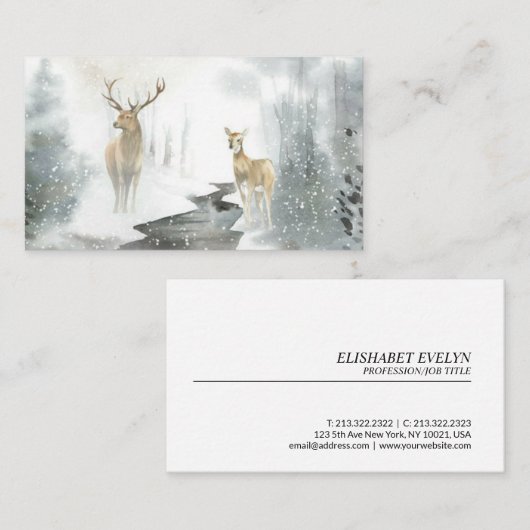 鹿水描彩スタイル 名刺 (正面/裏面)