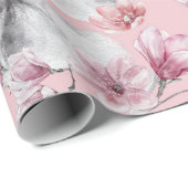 鹿灰色ピンク牡丹フローラ包装紙 ラッピングペーパー (ロールコーナー)