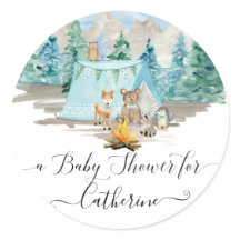 鹿熊の森の動物の男の子素朴の赤ちゃんシャワー