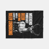 鹿狩りおもしろいシーズンハンター用ビール飲料 フリースブランケット (正面(横))