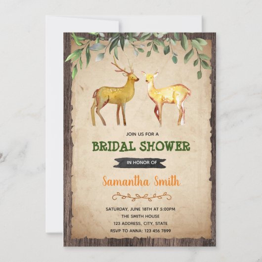 鹿狩りの結婚前お披露目パーティーの招待状 招待状 (正面)