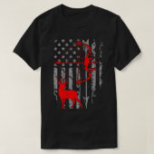 鹿狩りアメリカンフラッグボウ狩り愛国的H Tシャツ (デザイン正面)