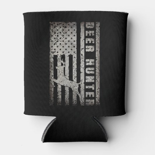 鹿狩りアメリカ動揺して国旗 缶クーラー (正面)